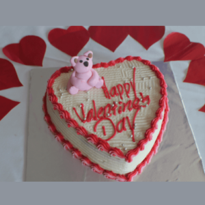 Heart Ribbon Cake with Bear 500g
