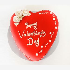 Heart Shaped Ribbon with Red Butter Icing 750g