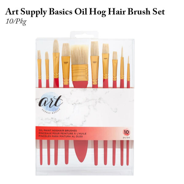 Art Supply Basics Oil Hog Hair Brush Set -10/Pkg