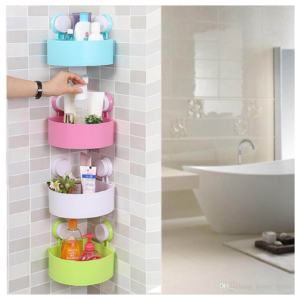 Bathroom Wall Triangle Corner Shelf with Suction Pads Bathroom Organizer Storage Shelf