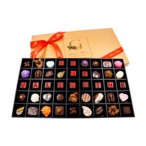 “Be My Valentine” 45 Piece Reddish Classic Wooden Chocolate Box