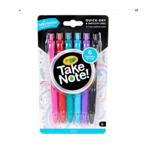 An image of Crayola Take Note Washable Gel Pens 6pcs