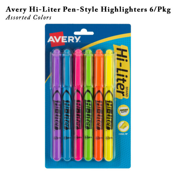 Avery Hi-Liter Pen-Style Highlighters 6/Pkg Assorted Colors