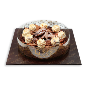 An image of a round shaped chocolate cake