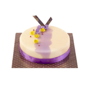 an image of a round shape ribbon cake