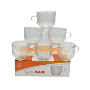 6pcs 120ml Small Clear Vertical Stripe Glass Cup