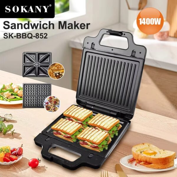Sokany 3 in 1 - 4 Slice Toaster 1400W Sandwich / Waffle / Grill - Image 5