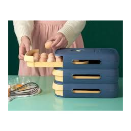 New Drawer Type Egg Storage Box Portable Egg Box Organizer Rolling Fresh-Keeping Box for Eggs in the Refrigerator Stackable