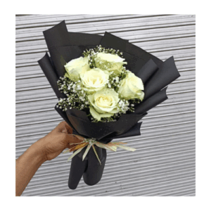 5 White Rose Bunch