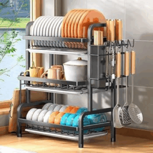 Stainless Steel 3 Tier Multi-Function Drain Plate Rack