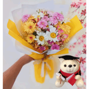 Mix Flower Bunch With Teddy
