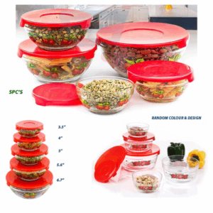 5 PCS Microwave Glass Bowl with Lid Food Storage Microwave Dishwasher and Freezer Safe Set