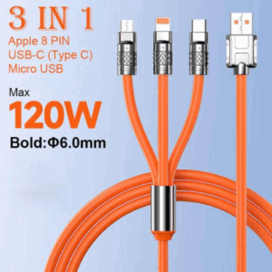 3 in 1 120W Fast Charging Zinc Alloy Cable