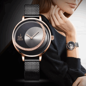 Ladies Luxury Quartz Watch with Magnetic Metal Strap