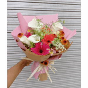 White Rose and Lily Flowers Bunch