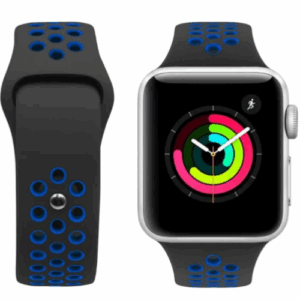 Nike Silicone Strap For iWatch 42/44/45 MM - Black and Blue
