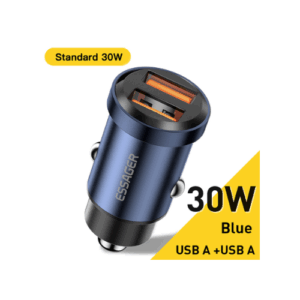 Essager 30W Car Charger USB and USB Blue