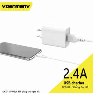 Vdenmenv DC01ML 2 Pin 2 in 1 Lightning Charger