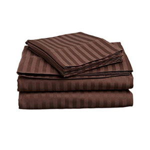 Egyptian Strips Bed Sheet with 2 Pillow Covers (Super King Size) - Brown