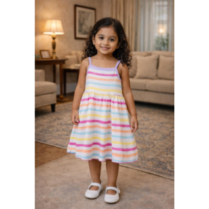 Plain White Dress with Flower Embroidery 3 to 4 Years