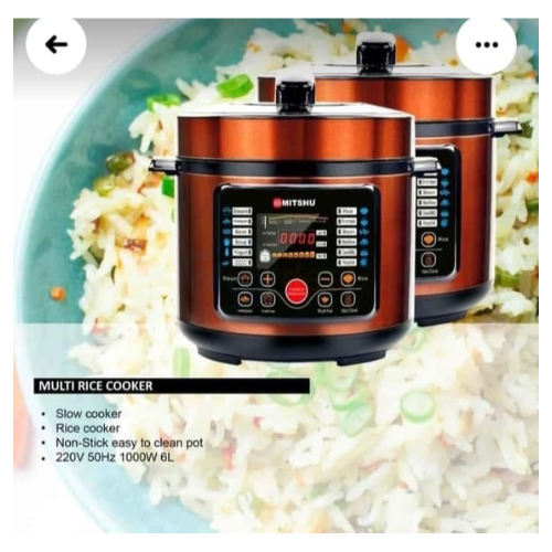 Mitshu 6L Multi Rice Cooker - MMC628 - Quickee Mitshu Multi Rice Cooker 6L - MMC628