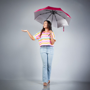 Frame With Nylon Silver Fabric – 3 Fold Umbrella-TM1771